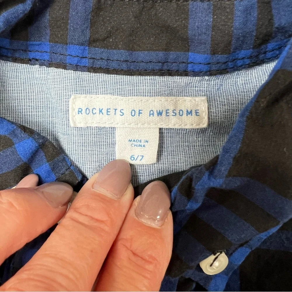 5 for $25 ✨ Rockets of Awesome Blue and Black Plaid Shirt